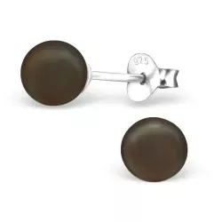 6 mm runden braunen Ohrringe in Silber