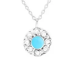 Runder Halskette aus Silber und Anhänger aus oxidiertem Sterlingsilber