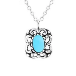 Halskette aus Silber und Anhänger aus oxidiertem Sterlingsilber