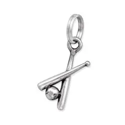 Baseballschläger Charm Anhänger aus oxidiertem Sterlingsilber
