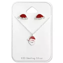 Weihnachten Set mit Ohrringe und Halskette in Silber
