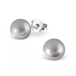 6 mm grauem Perle Ohrringe in Silber