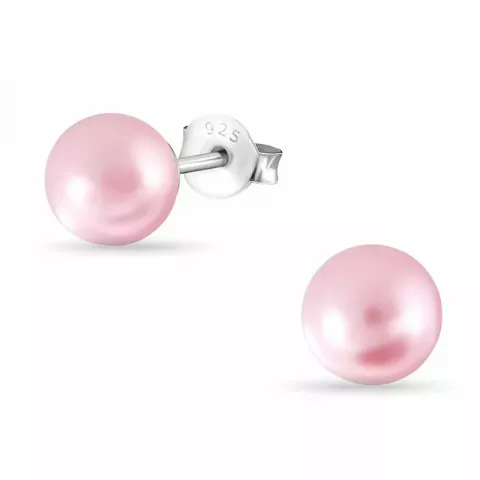 6 mm pink Perle Ohrringe in Silber
