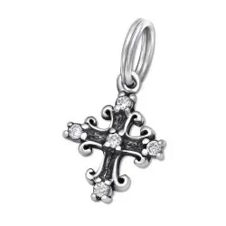 Klein kreuz charms anhänger aus oxidiertem sterlingsilber