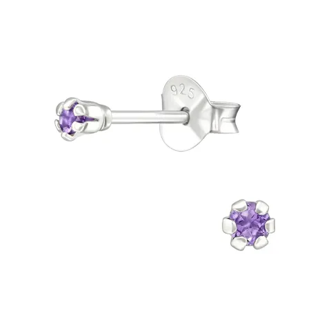 Kleinen violettem Amethyst Ohrstecker in Silber