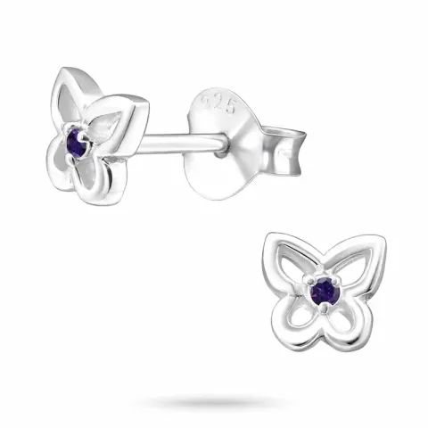 Schmetterlinge violettem Ohrstecker in Silber