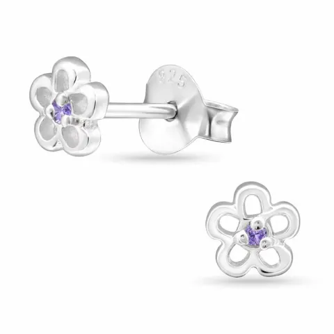 Blumen violettem Ohrstecker in Silber