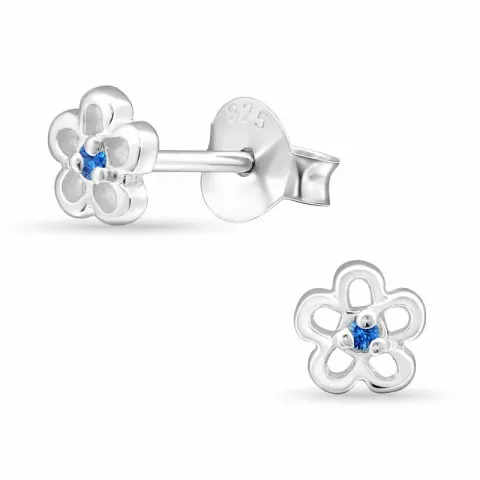 Blauem Blumen Ohrringe in Silber