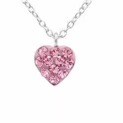 Herz rosa Anhänger mit Halskette aus Silber