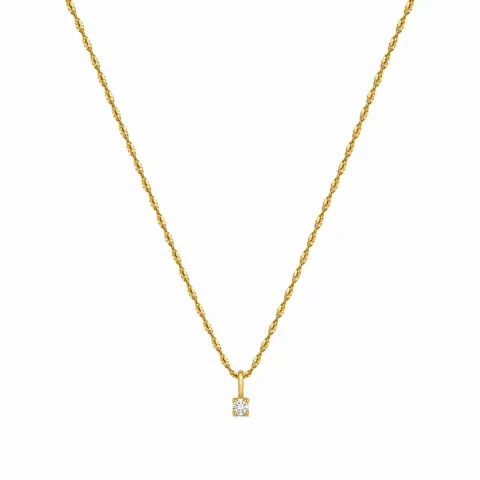 lab grown Diamant Anhänger mit Halskette in 925 karat vergoldetem Sterlingsilber 0,035 ct