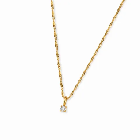 lab grown Diamant Anhänger mit Halskette in 925 karat vergoldetem Sterlingsilber 0,035 ct