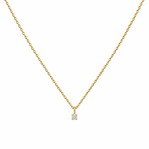 lab grown Diamant Anhänger mit Halskette in 925 karat vergoldetem Sterlingsilber 0,062 ct