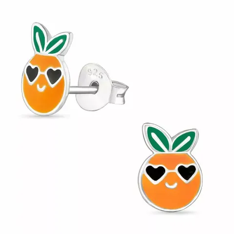 Runden orange orangefarbenem ohrstecker in silber