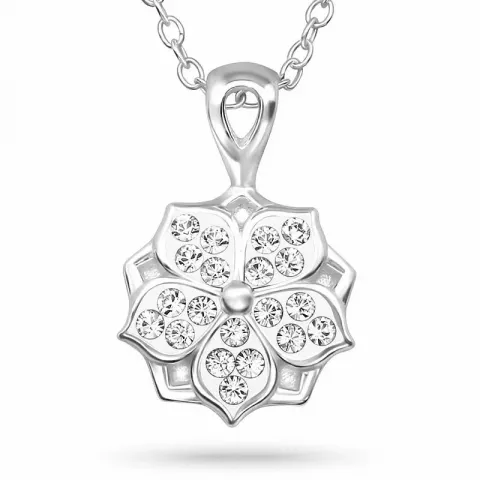 Blumen Bergkristall Halskette aus Silber und Anhänger aus Silber