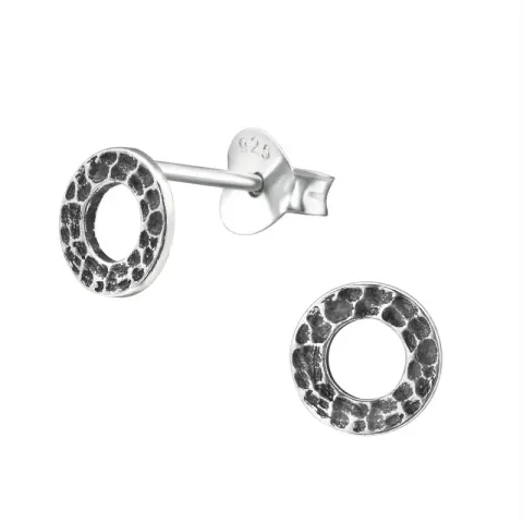 6 mm runden ohrstecker in schwarzes rhodiniertes silber