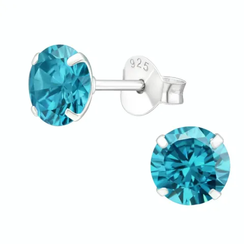 6 mm runden blauem Ohrstecker in Silber