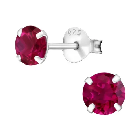 5 mm runden rotem Ohrstecker in Silber - Little Ones