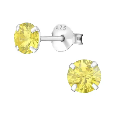 5 mm runden gelbe Ohrstecker in Silber - Little Ones