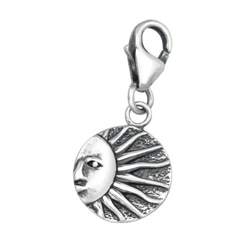 Sonne Charm Anhänger aus oxidiertem Sterlingsilber 