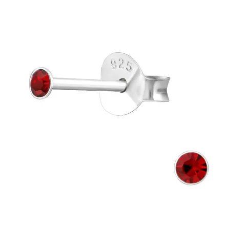 2 mm Bergkristall Ohrstecker in Silber - Little Ones