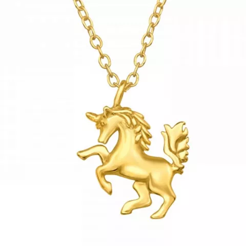 Pferde Halskette mit Anhänger aus vergoldetem Sterlingsilber