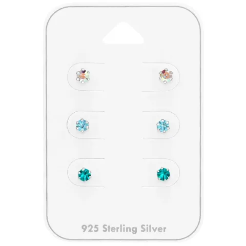 3 mm hellblauem Bergkristall Ohrstecker in Silber - Little Ones