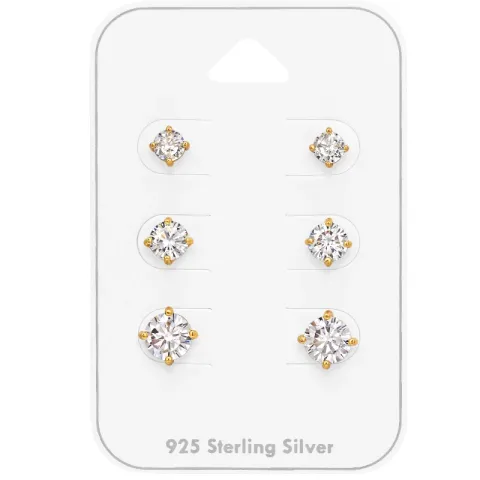 4 x 5 x 6 mm Zirkon Ohrstecker in vergoldetem Sterlingsilber