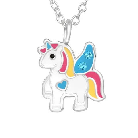 einhorn blauem Halskette aus Silber