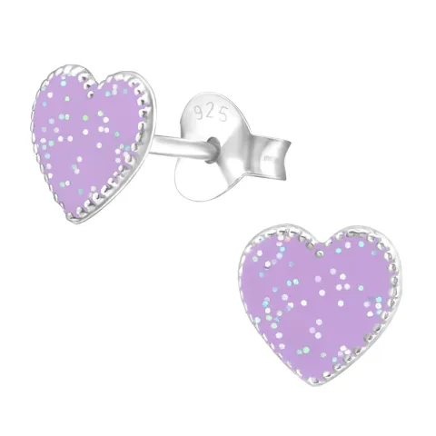 Herz fliederfarbenem Ohrringe in Silber - Little Ones