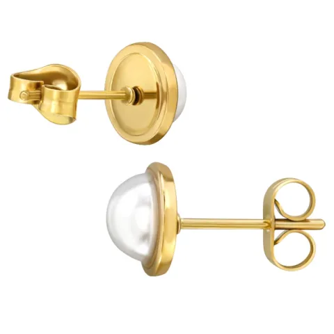 8 mm Perle Ohrstecker in vergoldetem Stahl