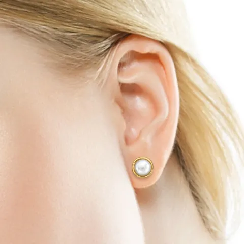 8 mm Perle Ohrstecker in vergoldetem Stahl