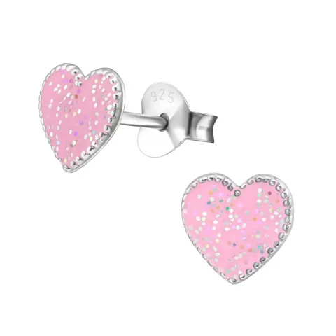 Herz rosa Ohrringe in Silber - Little Ones