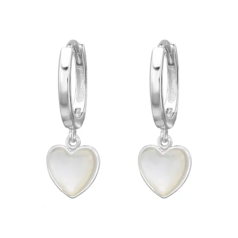 12 mm Herz Perlmutt Kreole in versilbertes Messing - Amoré