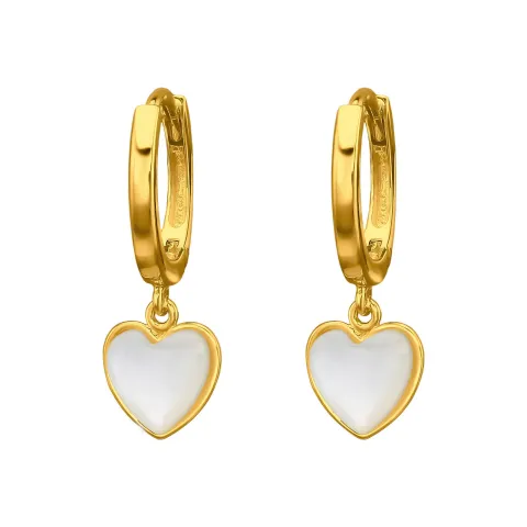 12 mm Herz Perlmutt Kreole in vergoldetes Messing - Amoré