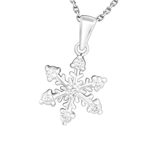 Schneeflocke Zirkon Halskette aus Silber und Anhänger aus Silber