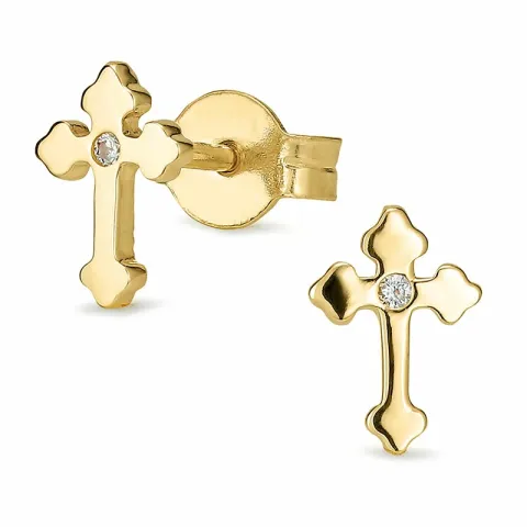 Kreuz Ohrstecker in 9 Karat Gold mit Zirkon