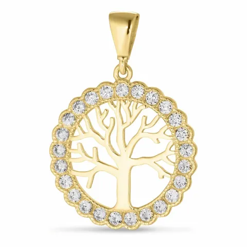 17 mm Lebensbaum Zirkon Anhänger aus 9 Karat Gold