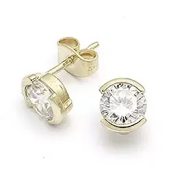 Runden Goldohrstecker in 9 Karat Gold mit Zirkonen
