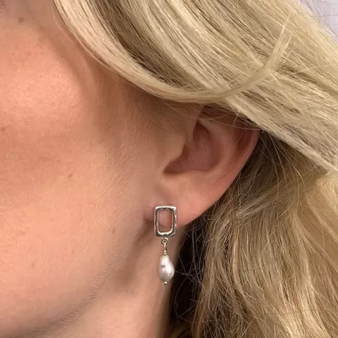 lange viereckigem Ohrringe in Silber