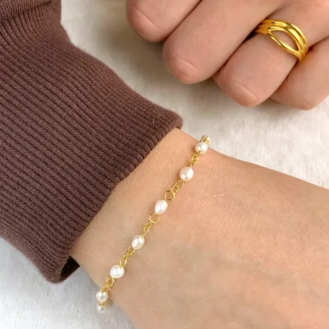 Perle Armband aus vergoldetem Sterlingsilber und Anhänger aus vergoldetem Sterlingsilber