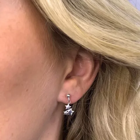 lange Stern Ohrringe in Silber