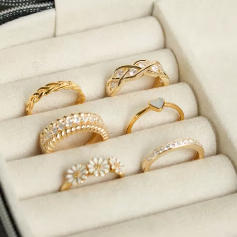 Herz Mondstein Ring aus vergoldetem Sterlingsilber