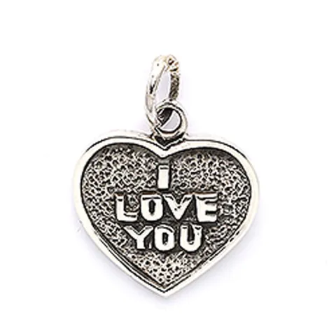 I Love You Anhänger aus Silber und oxidiertem Sterlingsilber