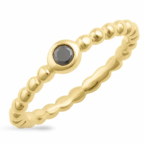 schwarz Zirkon Ring aus vergoldetem Sterlingsilber