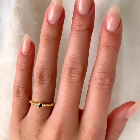 schwarz Zirkon Ring aus vergoldetem Sterlingsilber