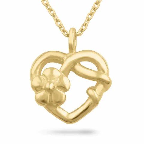 Herz Blumen Halskette aus vergoldetem Sterlingsilber und Anhänger aus vergoldetem Sterlingsilber