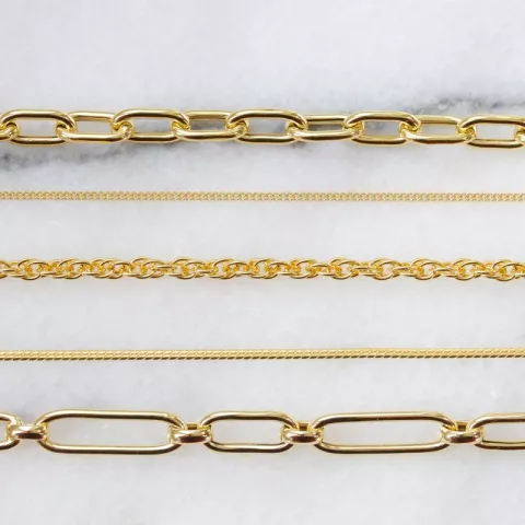 Victoriakette aus vergoldetem Sterlingsilber 42 cm plus 5 cm x 1,4 mm