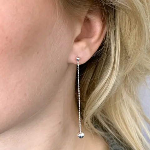 lange Kugel ketten ohrringe in Silber