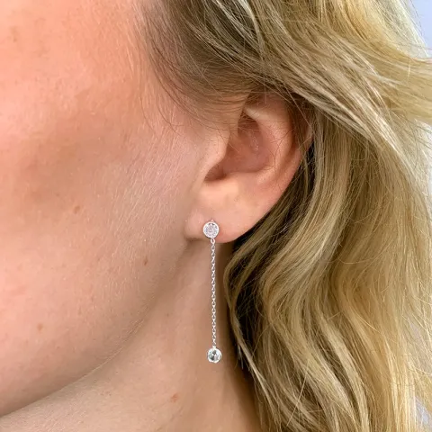lange Zirkon ketten ohrringe in Silber