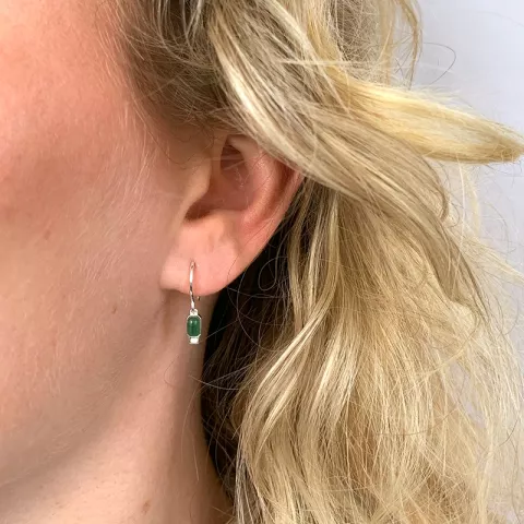 lange Jadestein Ohrringe in Silber